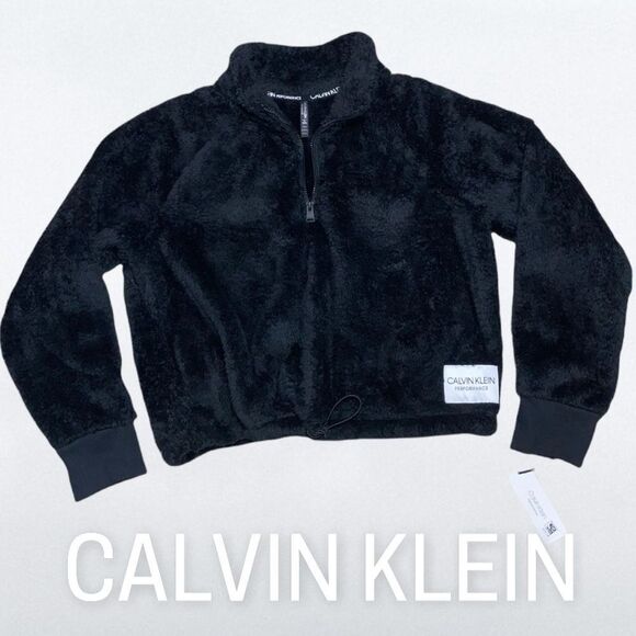 Calvin Klein Performance, Black Cropped Sherpa Fleece 1/4 Zip, Women’s X-Large - Picture 8 of 12
